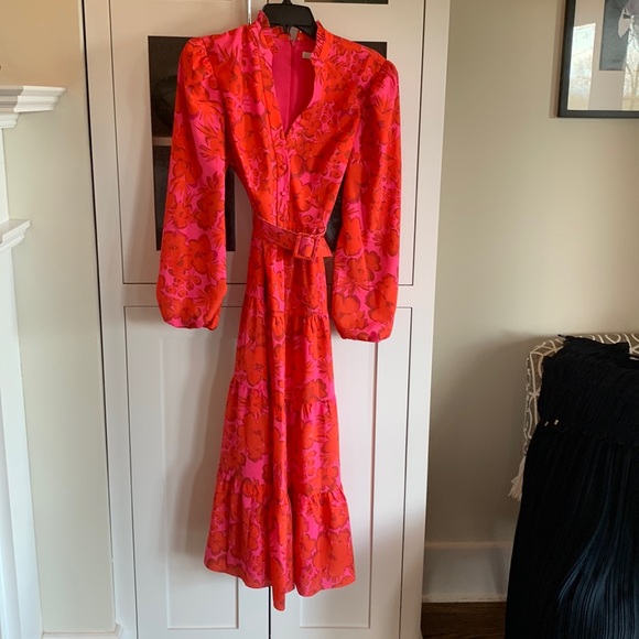 Bagdley Mischka Floral print, tiered, midi dress. - Picture 2 of 4